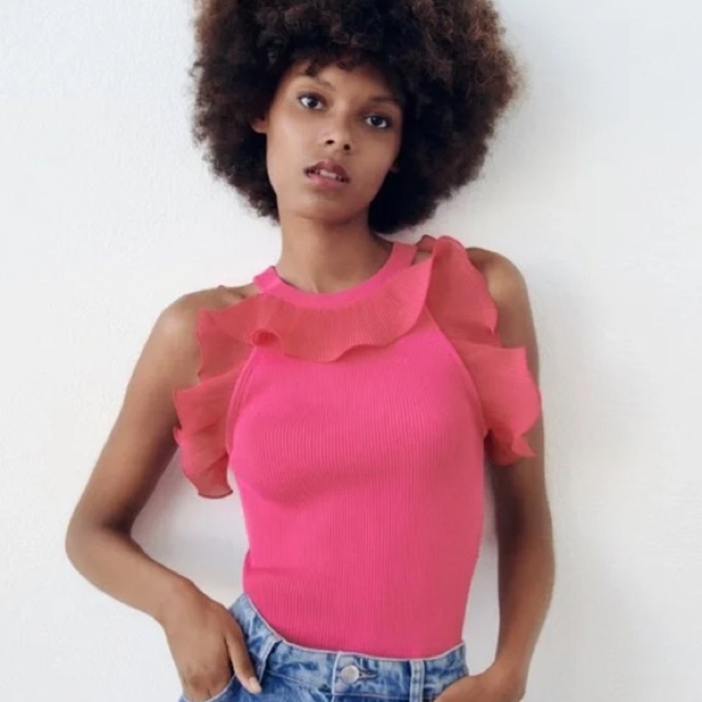 Zara Pink Ruffled Top.